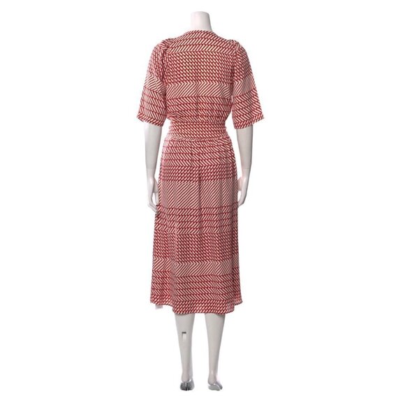 Joie Cata Wrap Dress 10 Midi Red Patchwork Pattern Stripe - Picture 13 of 15